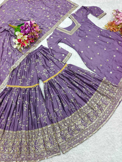 Sequence Embroidery Sharara Suit