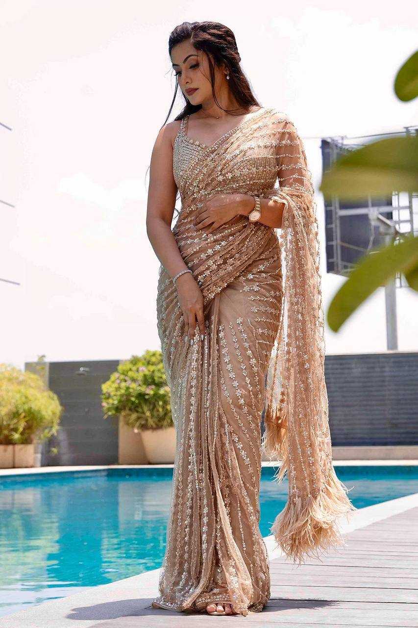 Net Saree with Sequence
