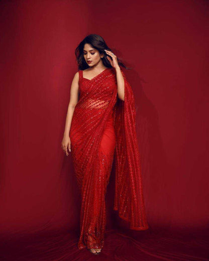 Net Saree with Sequence