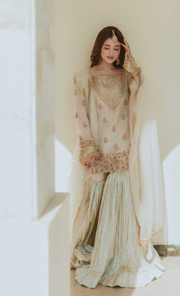 Amazing Faux Georgette Sharara Suit