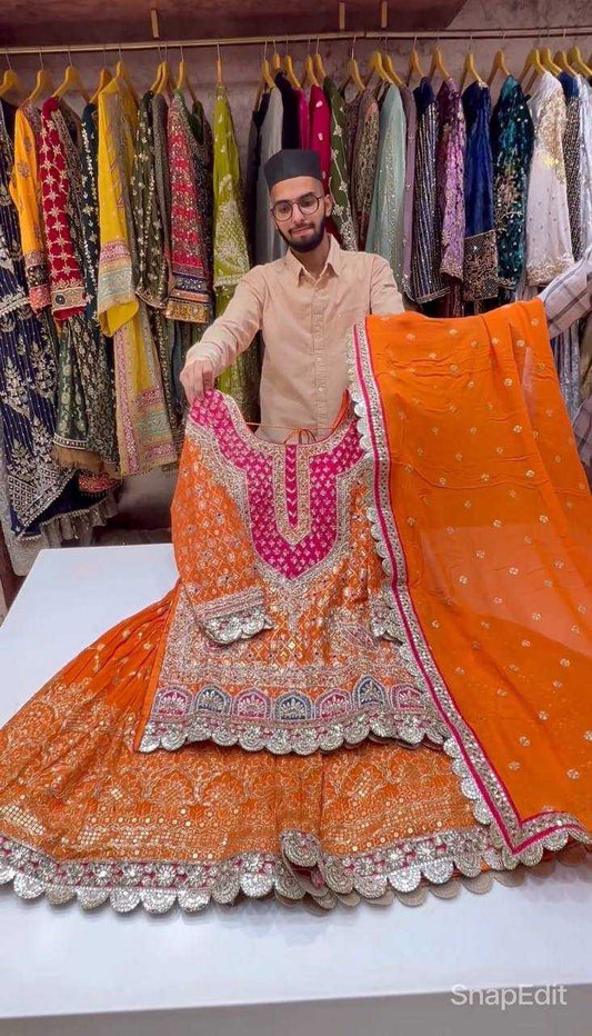 Amazing Faux Georgette Sharara Suit