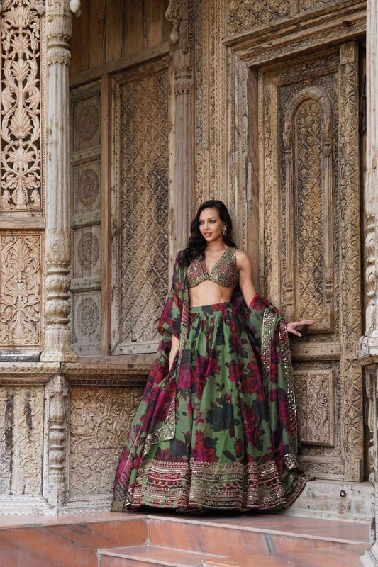Organza Floral Designer Lehenga
