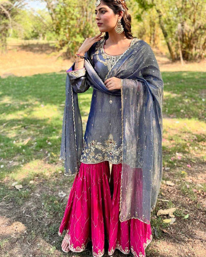 Embroidered Sharara Suit