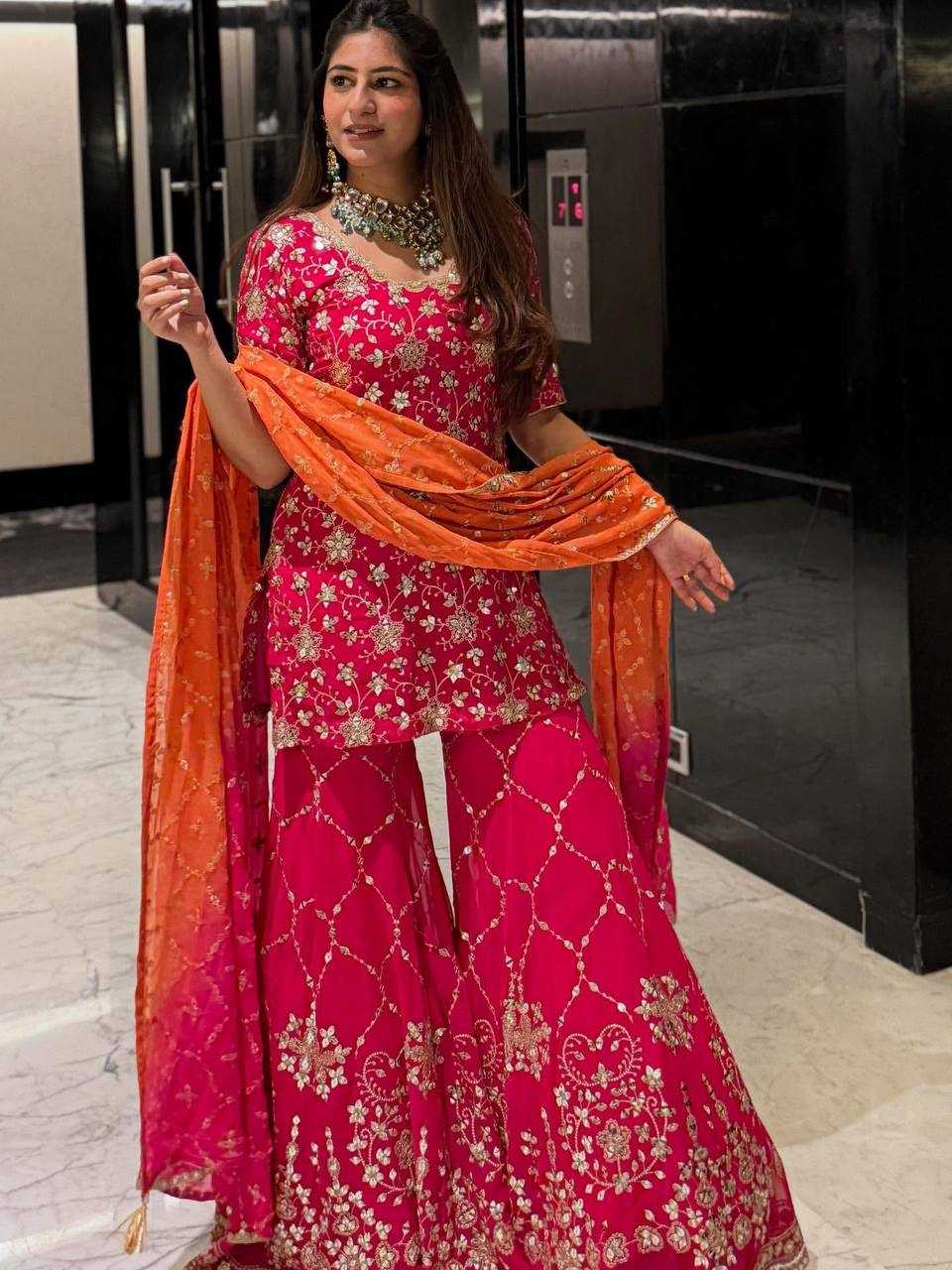 Georgette Embroidery Sharara Suit