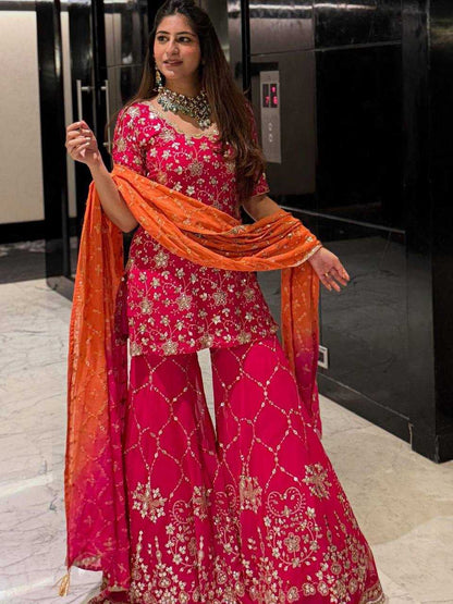 Georgette Embroidery Sharara Suit