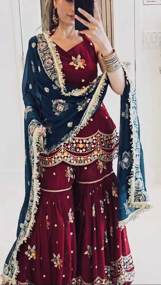 Embroidery Georgette  Sharara Suits