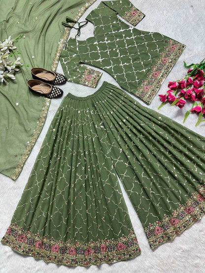 Georgette  Sharara Palazzo suit
