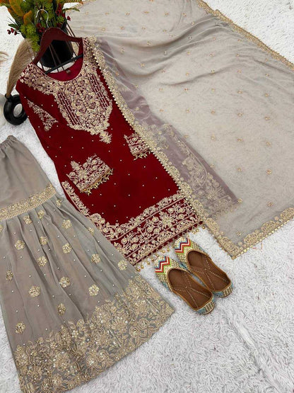 Faux Georgette Embroidery Suit