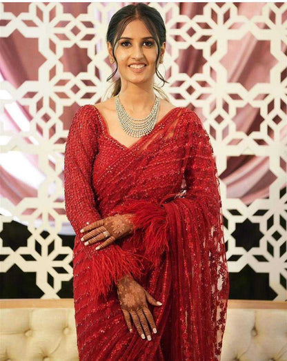 Net Saree with Sequence