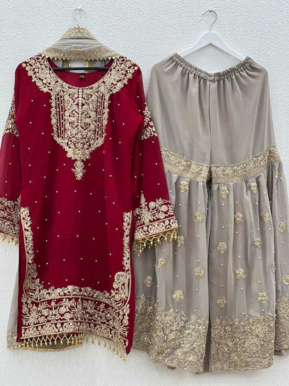 Faux Georgette Embroidery Suit