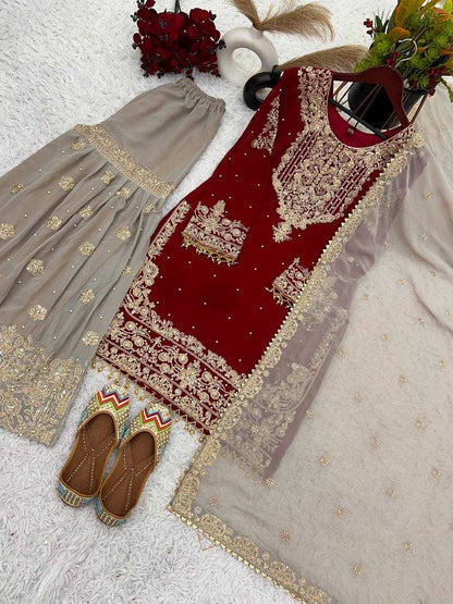 Faux Georgette Embroidery Suit
