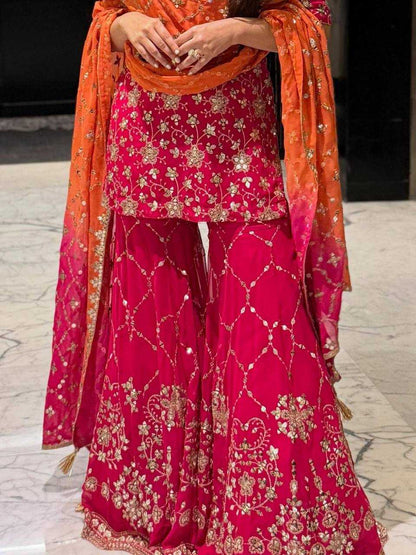 Georgette Embroidery Sharara Suit
