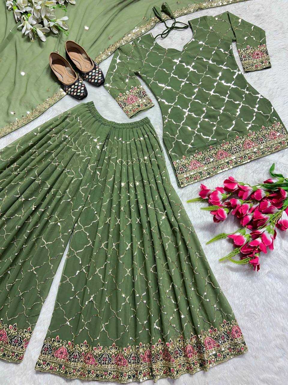 Georgette  Sharara Palazzo suit
