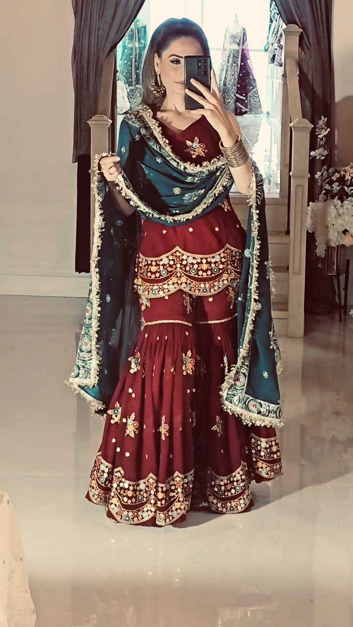 Embroidery Georgette  Sharara Suits