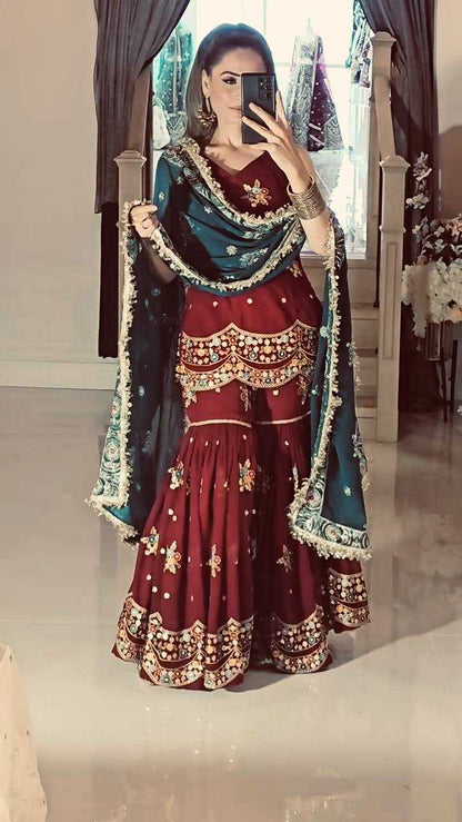 Embroidery Georgette  Sharara Suits