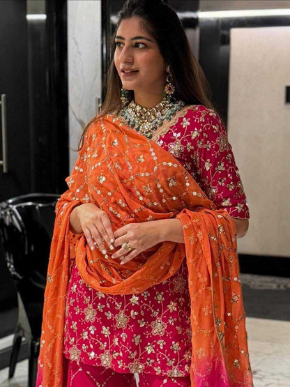 Georgette Embroidery Sharara Suit