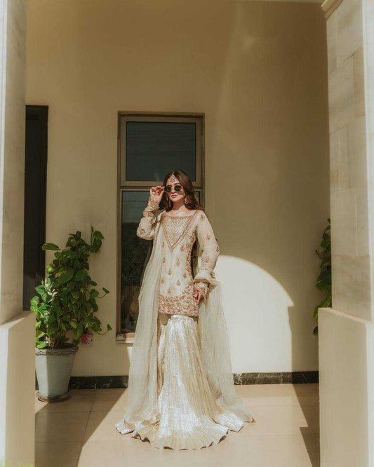 Amazing Faux Georgette Sharara Suit