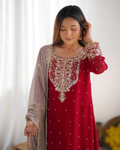 Faux Georgette Embroidery Suit