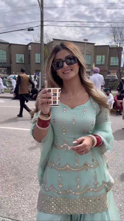 FAUX GEORGETTE SHARARA  SUIT