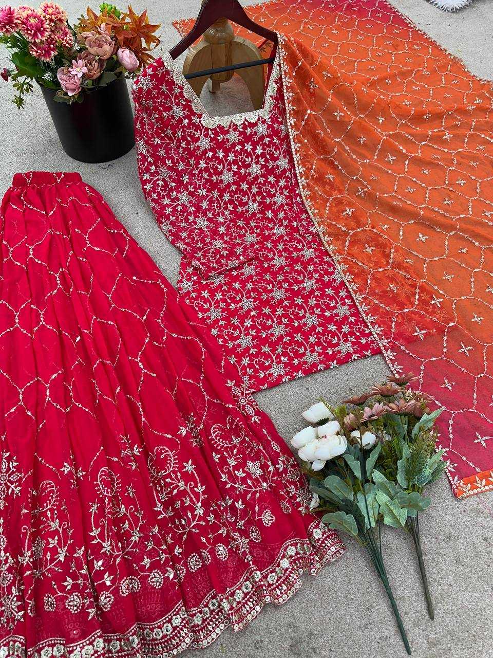 Georgette Embroidery Sharara Suit