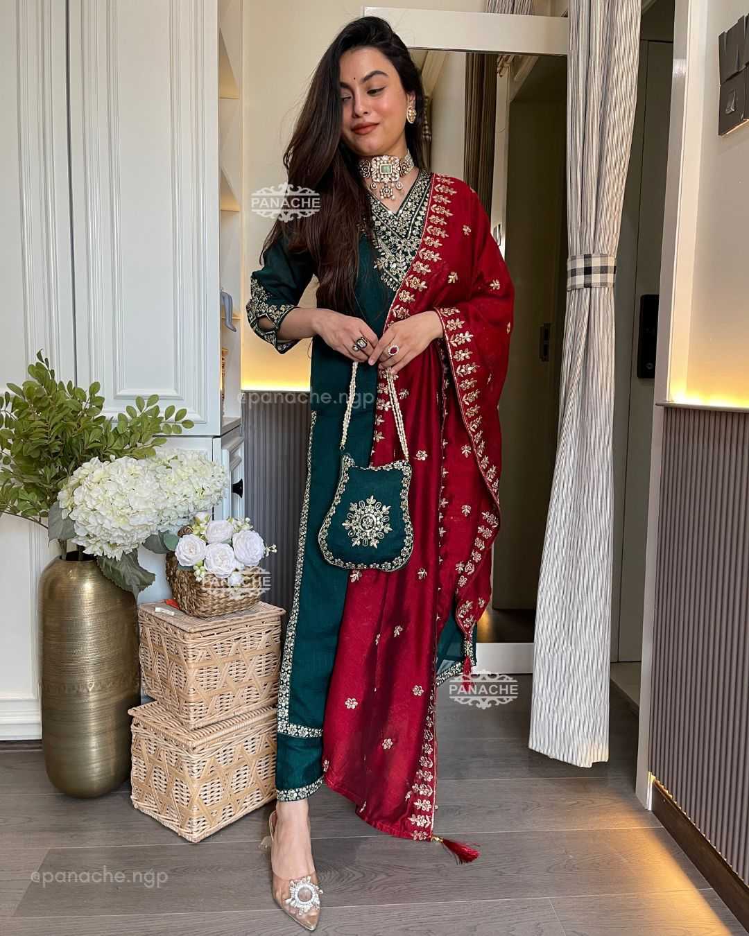 Vichitra Silk Designer Dress