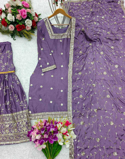 Sequence Embroidery Sharara Suit