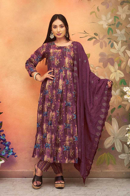 CHANDERI PRINTED ANARKALI SUITS