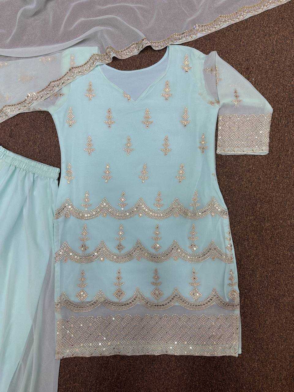 FAUX GEORGETTE SHARARA  SUIT