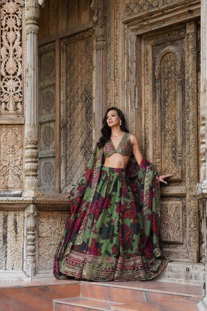 Organza Floral Designer Lehenga