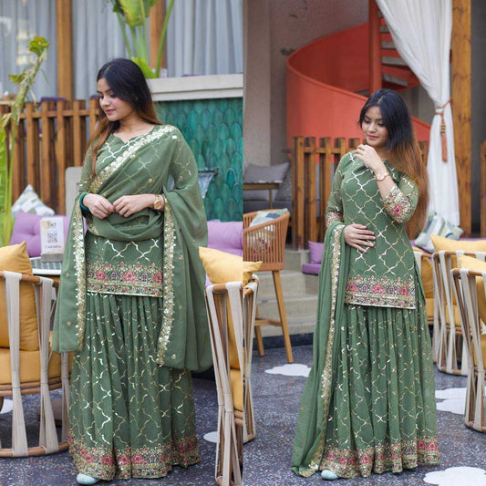 Georgette  Sharara Palazzo suit