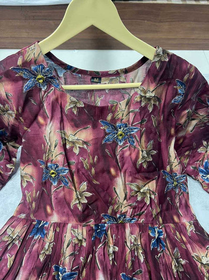 CHANDERI PRINTED ANARKALI SUITS