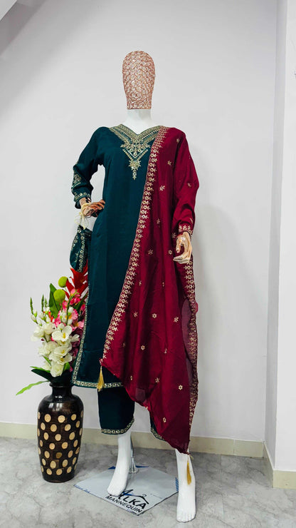 Vichitra Silk Designer Dress