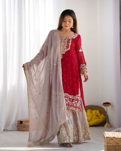Faux Georgette Embroidery Suit
