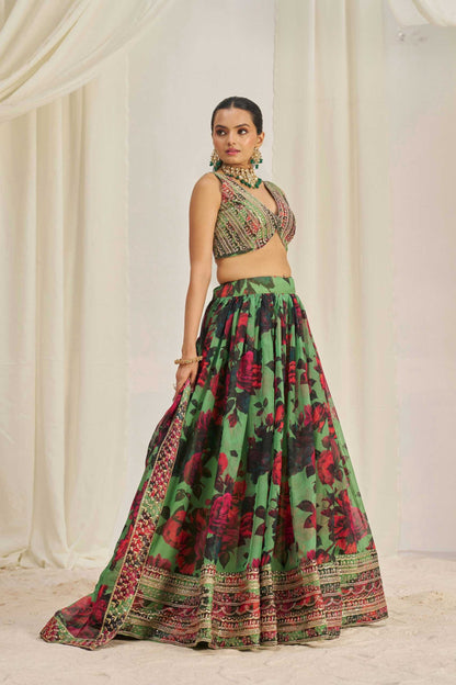Organza Floral Designer Lehenga