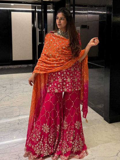Georgette Embroidery Sharara Suit