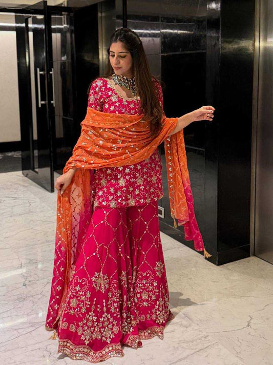 Georgette Embroidery Sharara Suit