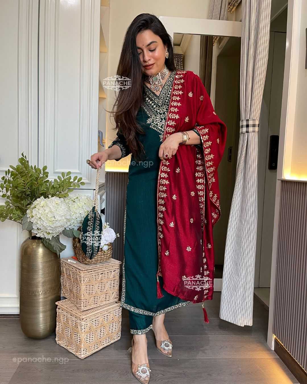 Vichitra Silk Designer Dress