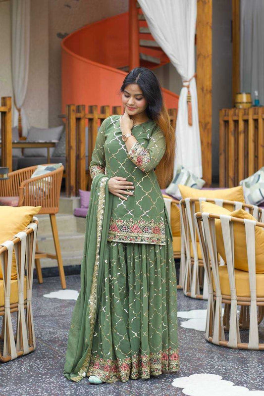 Georgette  Sharara Palazzo suit
