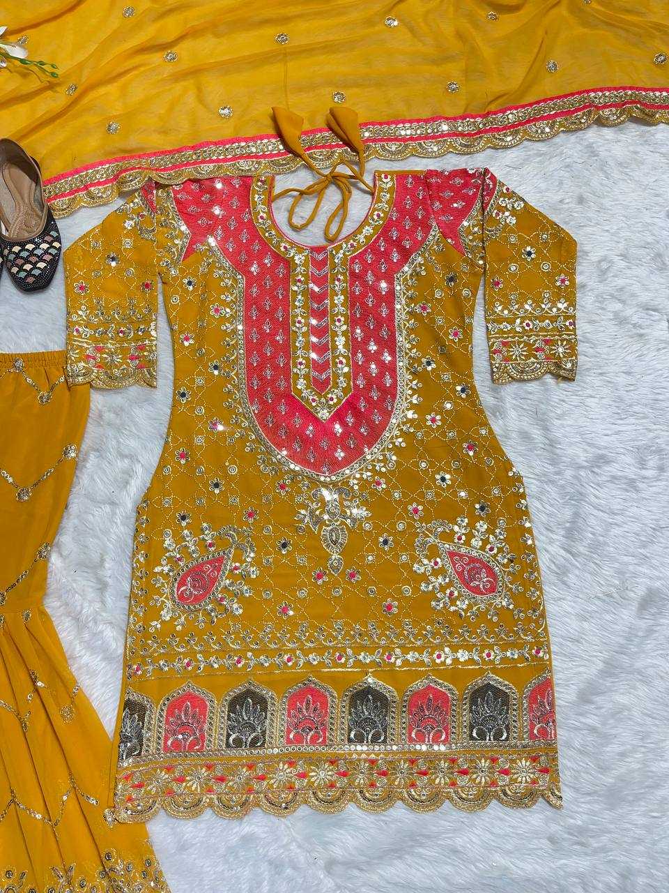 Amazing Faux Georgette Sharara Suit
