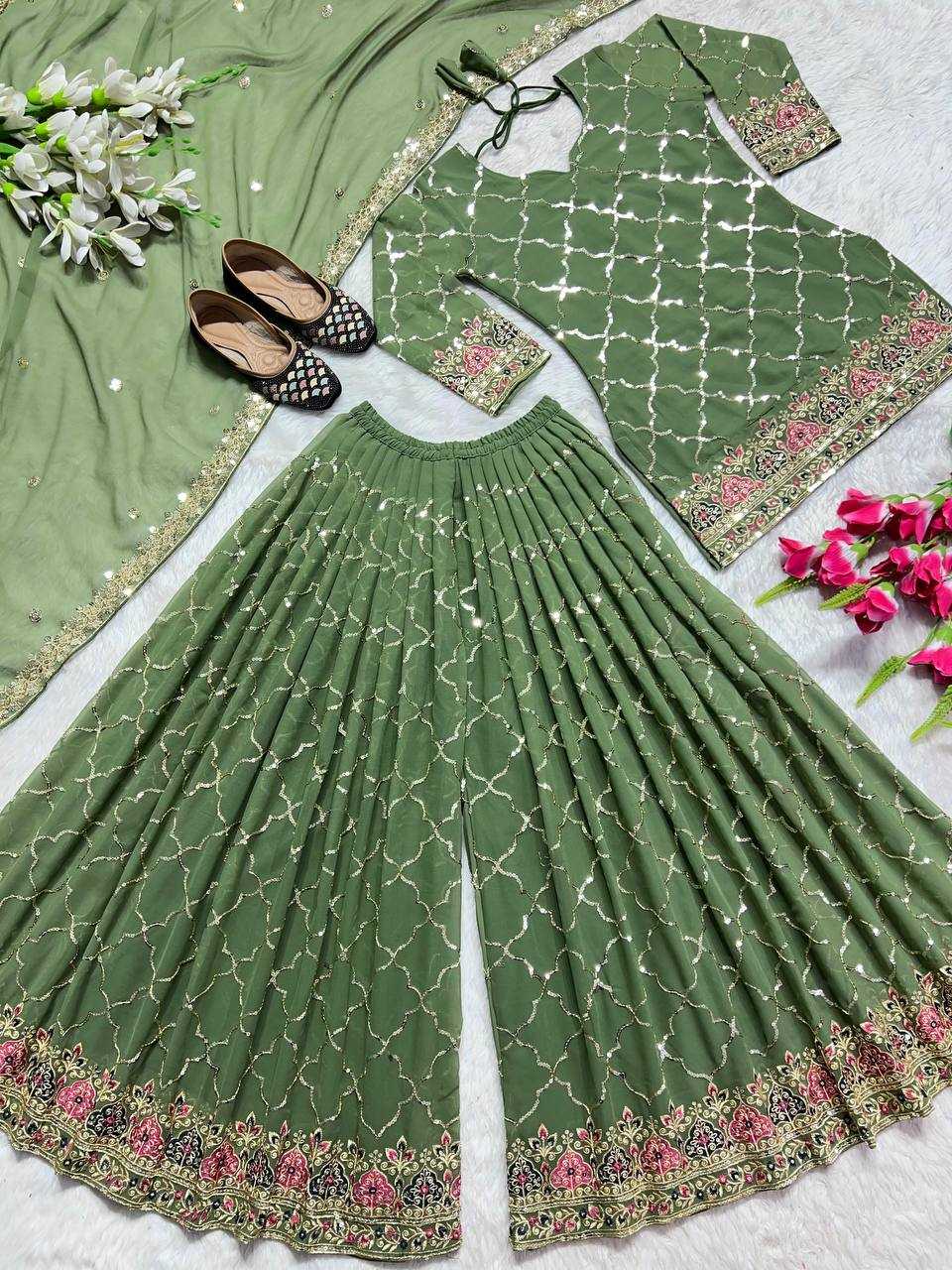Georgette  Sharara Palazzo suit