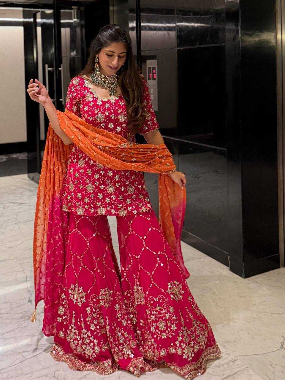 Georgette Embroidery Sharara Suit