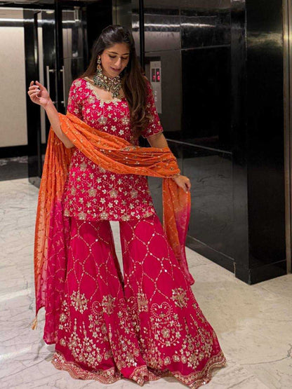 Georgette Embroidery Sharara Suit