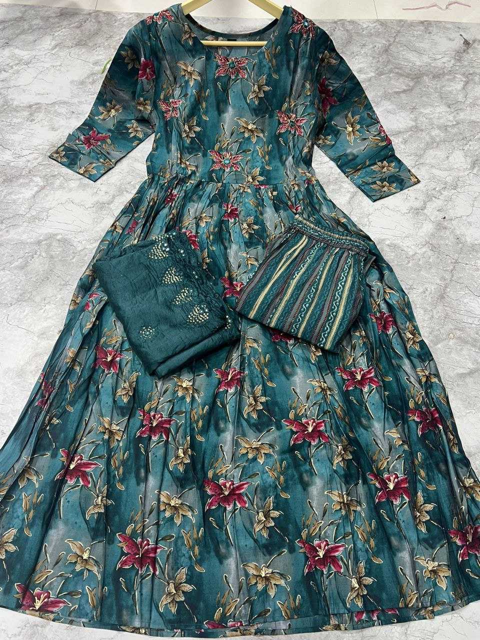 CHANDERI PRINTED ANARKALI SUITS