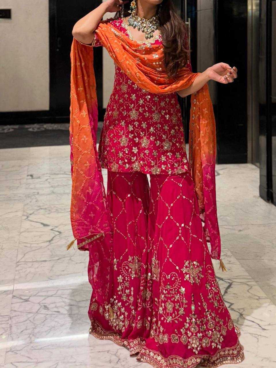 Georgette Embroidery Sharara Suit