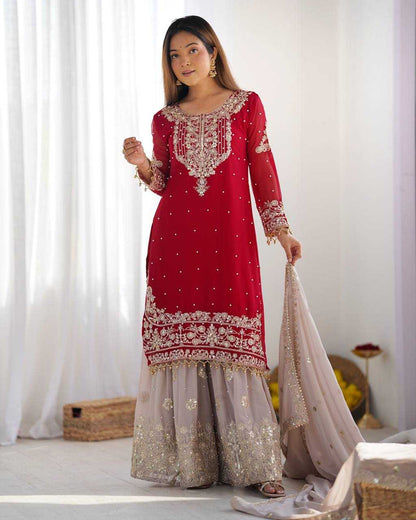 Faux Georgette Embroidery Suit