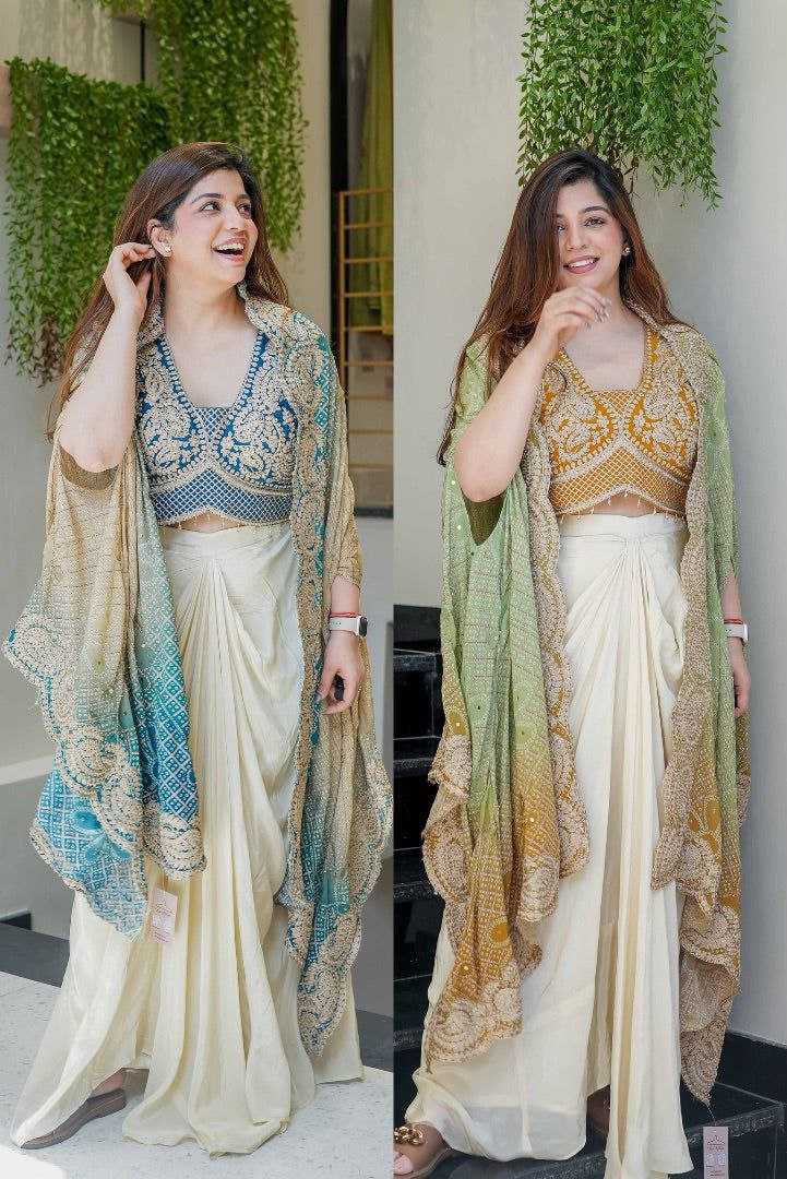 Banglori Silk Dhoti Salwar  Indo Western Dress