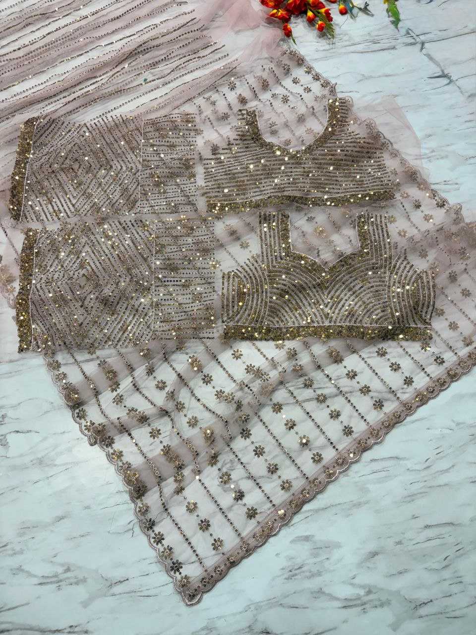 Butterfly Net Sequins Work Saree