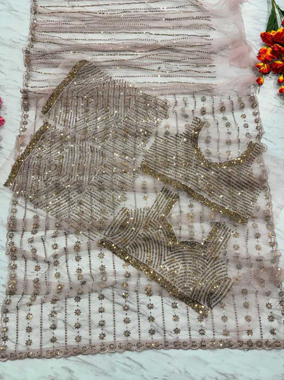 Butterfly Net Sequins Work Saree