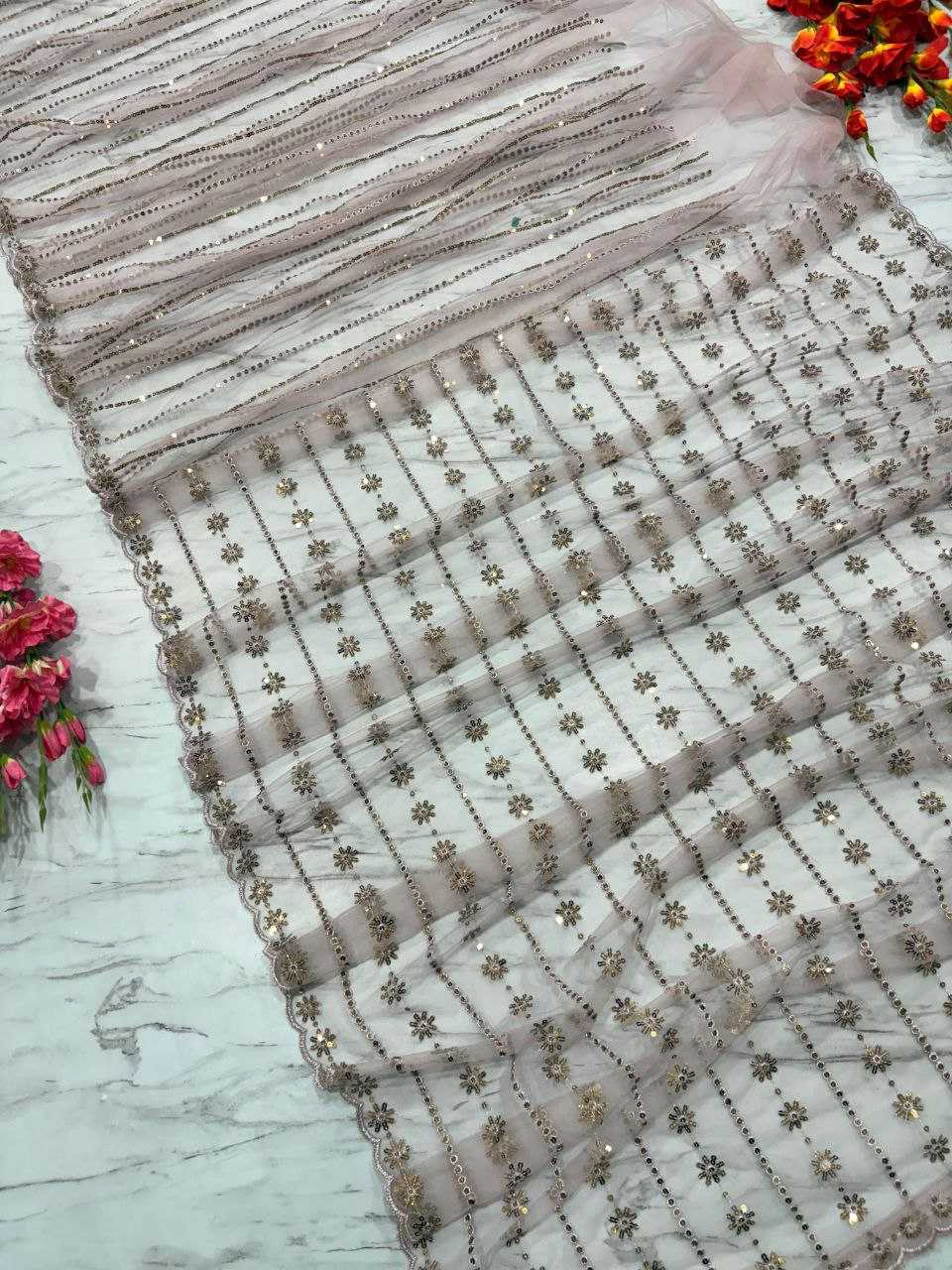 Butterfly Net Sequins Work Saree