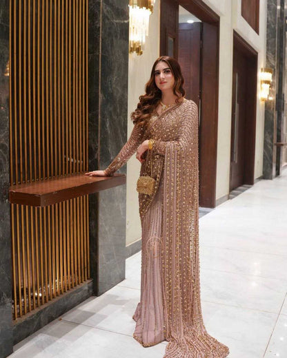 Butterfly Net Sequins Work Saree